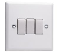 Varilight Triple Rocker Light Switch 2-Way - Urban Chalk White With White Rocker, Xy3W.cw