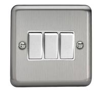 Varilight Triple Rocker Light Switch 2-Way - Value Matt Chrome With White Rockers, XS3W