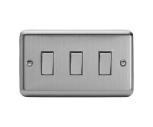 Varilight Triple Rocker Light Switch 2Way Twin Plate Value Matt Chrome With ...