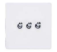 Varilight Primed Ready to Paint Flat Plate Screwless 3 Gang 10 Amp Toggle Switch