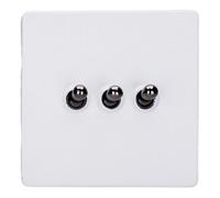 Varilight Triple Toggle Light Switch 2-Way - Screwless Primed Ready To Paint With Iridium Toggles, Xdyt3Is.pd