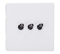 Varilight Triple Light Switch 2-Way - Screwless Primed Paintable With Iridium Toggles XDYT3IS.PD