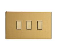 Varilight Triple V-Pro Multi-Point Companion Controller - Screwless Brushed Brass With Polished Brass Buttons, Jdbes003S