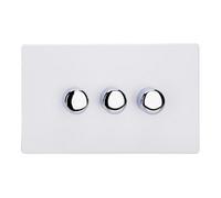 Varilight Triple V-Pro Rotary 2-Way Led Dimmer 3 X 0-120W - Screwless Primed Ready To Paint With Polished Chrome Knob Jdydp303S.pd