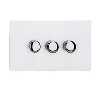 Varilight Triple V-Pro Rotary 2-Way LED Dimmer 3 x 0-120W - Screwless Primed With Iridium Knobs, JDYDP303IS.PD