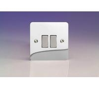 Varilight Ultra Flat Plate Polished Chrome 2-Gang 2 Way 10A Light Switch Xfc2D