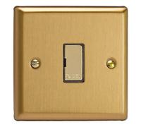 Varilight Unswitched Fused Spur - Classic Brushed Brass With Polished Brass Insert, Xb6Ud