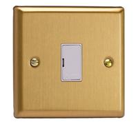 Varilight Unswitched Fused Spur - Classic Brushed Brass With White Insert, Xb6Uw