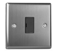 Varilight Unswitched Fused Spur - Classic Brushed Steel with Black Insert, XT6UB