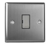 Varilight Unswitched Fused Spur - Classic Brushed Steel with Brushed Steel Insert, XT6UD