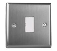 Varilight Unswitched Fused Spur - Classic Brushed Steel with White Insert, XT6UW