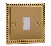 Varilight 13A Unswitched Fused Spur Classic Georgian Brass with White Insert