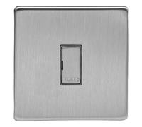 Varilight Unswitched Fused Spur - Screwless Brushed Steel With Brushed Steel Insert