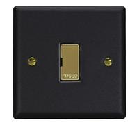 Varilight Unswitched Fused Spur - Vogue Matt Black With Polished Brass Insert