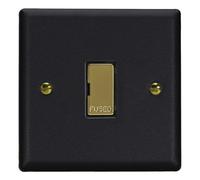 Varilight Unswitched Fused Spur - Vogue Matt Black With Polished Brass Insert, Xy6Uv.mb