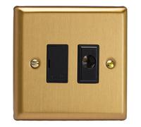 Varilight Unswitched Fused Spur With Flex Outlet - Classic Brushed Brass With Black Insert, Xb6Ufob