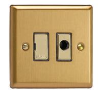 Varilight Unswitched Fused Spur With Flex Outlet - Classic Brushed Brass With Polished Brass Insert, Xb6Ufod
