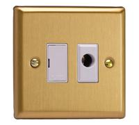 Varilight Unswitched Fused Spur With Flex Outlet - Classic Brushed Brass With White Insert, Xb6Ufow