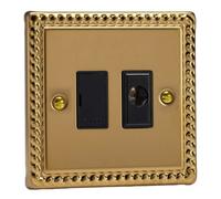 Varilight Unswitched Fused Spur With Flex Outlet - Classic Georgian Brass With Black Insert, Xg6Ufob
