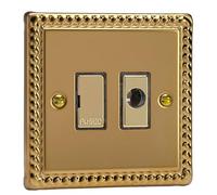 Varilight 13A Unswitched Fused Spur with Flex Outlet, Classic Georgian Brass, Polished Brass Insert