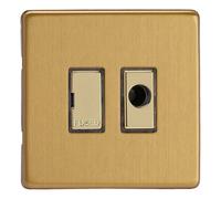 Varilight Unswitched Fused Spur With Flex Outlet - Screwless Brushed Brass With Polished Brass Insert, Xdb6Ufods