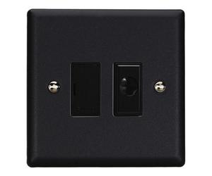 Varilight Unswitched Fused Spur With Flex Outlet - Urban Matt Black With Black Insert, Xy6Ufob.mb