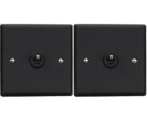 Varilight Urban Matt Black 1 Gang 2-Way 10 Amp Toggle Switch, 91x91x36mm (Pack of 2)