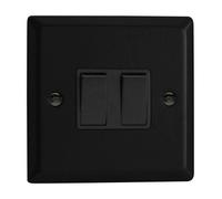 Varilight Urban Matt Black 2-Gang Intermediate 10 Amp Switch