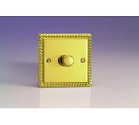 Varilight V-Com 1-Gang 2-Way Push-On/Off Rotary LED Dimmer 1 x 20-400W (max 40 LEDs) Georgian Brass KGP401