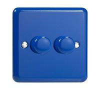 Varilight V-Pro Lily Pastel Reflex Blue 2 Gang LED Trailing Edge Dimmer Switch 1 or 2 Way
