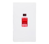 Varilight Vertical Cooker Switch With Neon - Screwless Primed Ready To Paint With Red Insert, Xdy45Ns.pd