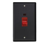 Varilight 45A Double Plate Cooker Switch with Neon - Red Matt Black
