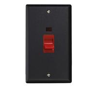 Varilight Vertical Cooker Switch With Neon - Urban/vogue Matt Black With Red Insert, Xy45N.mb