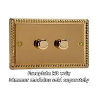 Varilight Wgd2 2-Gang Matrix Twin Plate For Rotary Dimmers Georgian Brass Finish - Modular Front Plate.