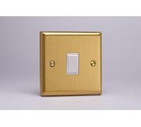 Varilight XB1W Light Switch, 10A, 2-Way, Classic Brushed Brass + White Insert