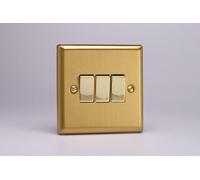 Varilight Triple Light Switch XB3D - 10A, 3-Gang, 2-Way - Classic Brushed Brass