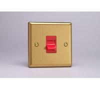 Varilight XB45S 45A Cooker Switch, Classic Brushed Brass + Red Insert