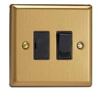 Varilight XB6B Switched Fused Spur, Classic Brushed Brass + Black Insert