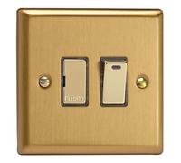 Varilight XB6ND Switched Fused Spur + Neon, Classic Brushed Brass