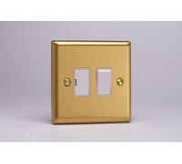 Varilight XB6W Switched Fused Spur, Classic Brushed Brass + White Insert