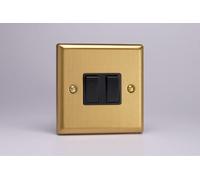 Varilight XB77B Double Intermediate Light Switch, 10A, 2-Gang, Classic Brushed Brass + Black Insert