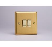 Varilight XB77D Double Intermediate Light Switch, 10A, 2-Gang, Classic Brushed Brass