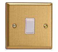 Varilight XB7W Intermediate Light Switch, 10A, Classic Brushed Brass + White Insert