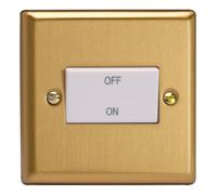 Varilight XBFIW Fan Isolating Rocker Switch, Classic Brushed Brass, 10A, 3 Pole