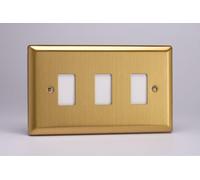 Varilight XBPGY3 PowerGrid Plate, Classic Brushed Brass, 3-Gang, Yoke Included
