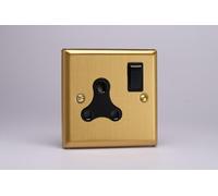 Varilight XBRP15AB 15A Round Pin Socket, Classic Brushed Brass + Black Insert