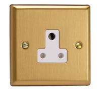 Varilight XBRP5AW 5A Round Pin Socket, Classic Brushed Brass + White Insert