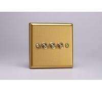 Varilight XBT3 Triple Toggle Switch, 10A, 3-Gang, 2-Way, Classic Brushed Brass