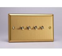 Varilight XBT9 Quad Toggle Switch, 10A, 4-Gang, 2-Way, Classic Brushed Brass