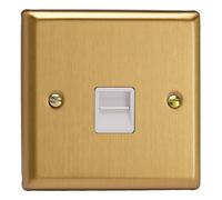 Varilight XBTMW Telephone Master Socket, Classic Brushed Brass + White Insert